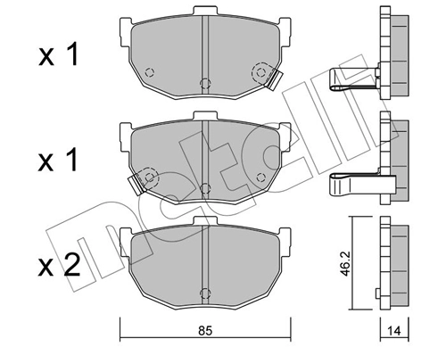 METELLI Bremsbelagsatz, Scheibenbremse 22-0362-0