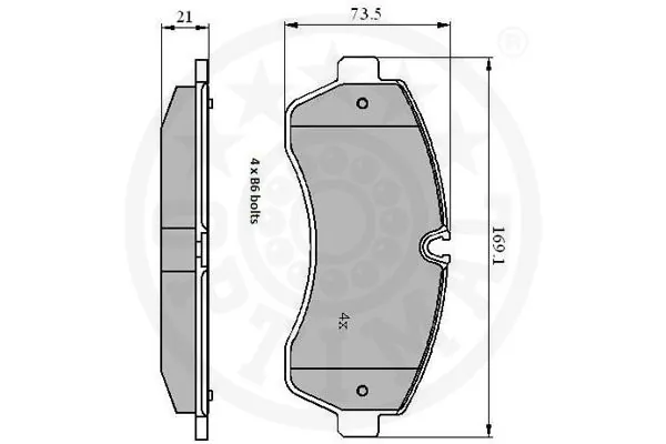 OPTIMAL Kit pastiglie freno, Freno a disco 12296