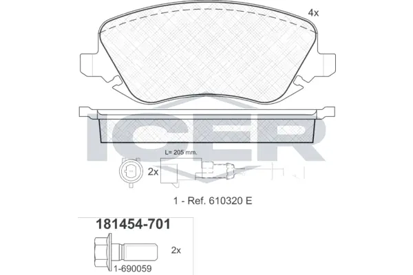 ICER 브레이크 패드 세트, 디스크 브레이크 181454-701