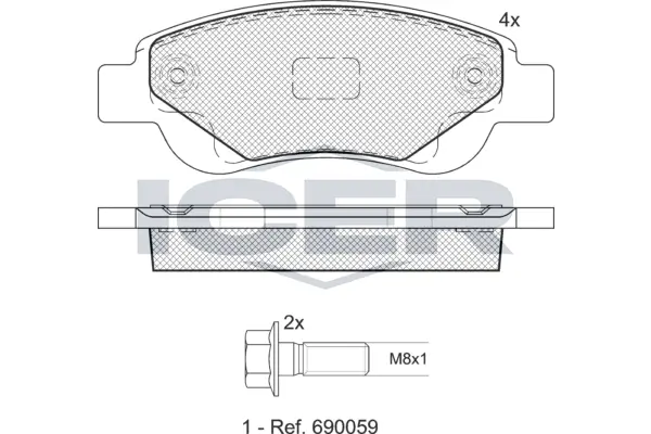 ICER Kit pastiglie freno, Freno a disco 181702-701
