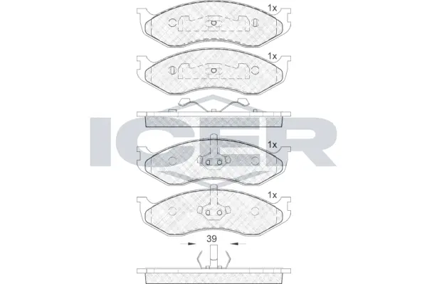 ICER Kit pastiglie freno, Freno a disco 140968