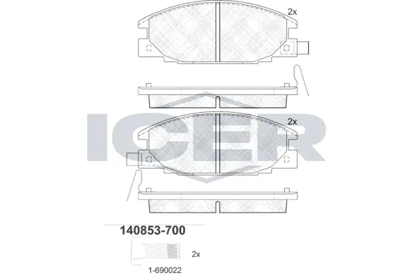 ICER مجموعة بطانة الفرامل، فرامل قرصية 140853-700