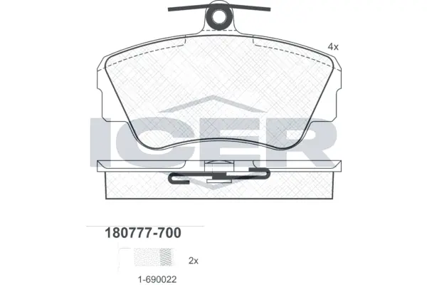 ICER Kit pastiglie freno, Freno a disco 180777-700