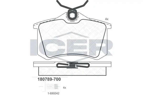 ICER ערכת רפידות בלם, בלמי דיסק 180789-700