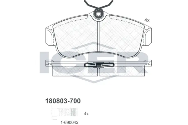ICER Kit pastiglie freno, Freno a disco 180803-700