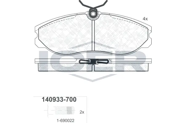 ICER Set bantalan rem, rem cakram 140933-700