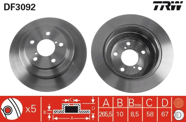 TRW Disco freno DF3092