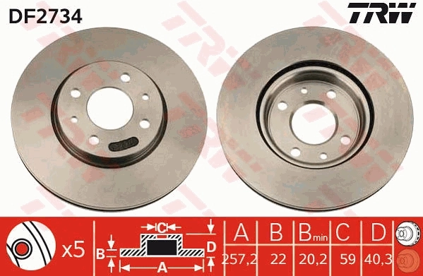 TRW Disque de frein DF2734