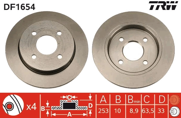 TRW Brake Disc DF1654