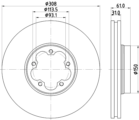 HELLA Disco freno 8DD 355 122-801