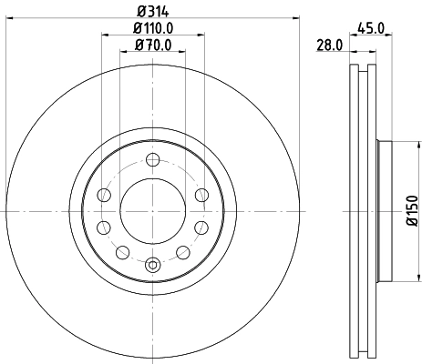 HELLA Disco freno 8DD 355 127-851