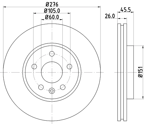 HELLA Disco de freno 8DD 355 116-351