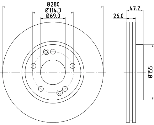 HELLA Disco freno 8DD 355 129-431
