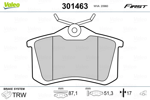 VALEO Set Pad Brek, Brek Piring 301463