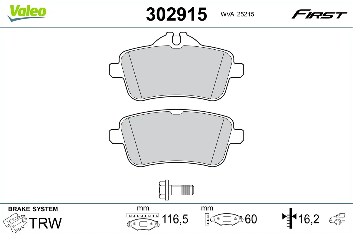 VALEO Kit pastiglie freno, Freno a disco 302915