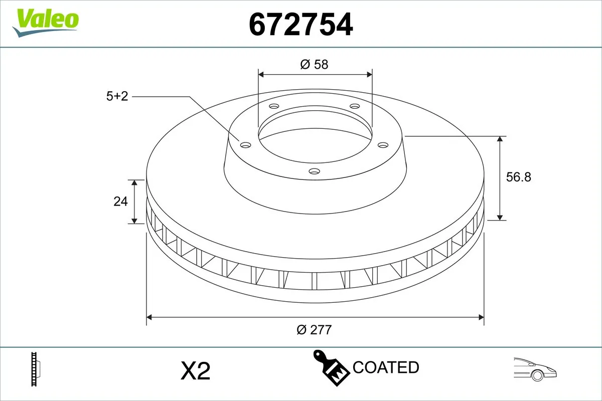 VALEO Disco freno 672754