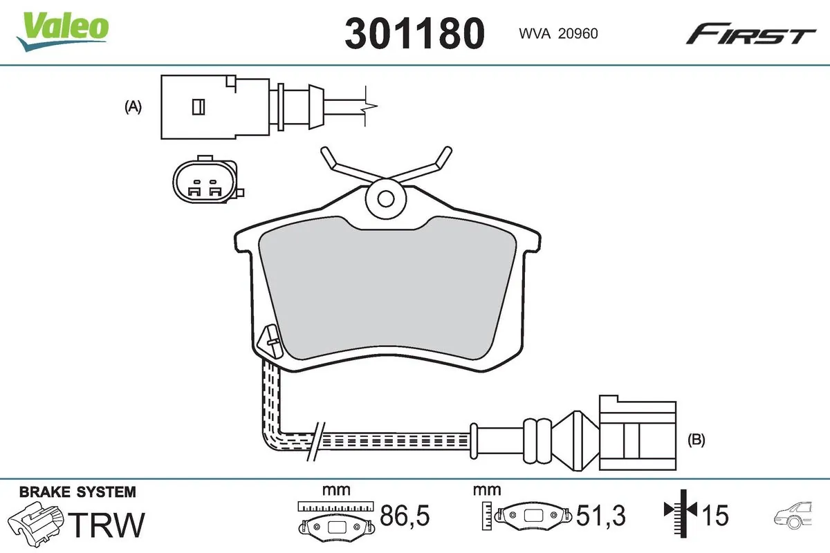 VALEO Set Pad Brek, Brek Piring 301180