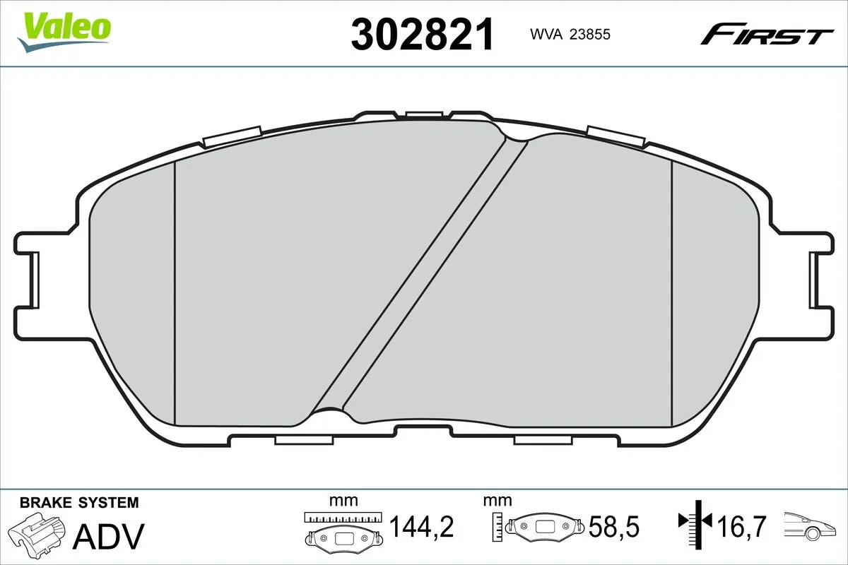 VALEO ערכת רפידות בלם, בלמי דיסק 302821