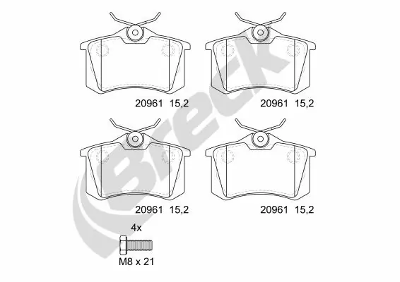 BRECK Set bantalan rem, rem cakram 20961 00 704 00