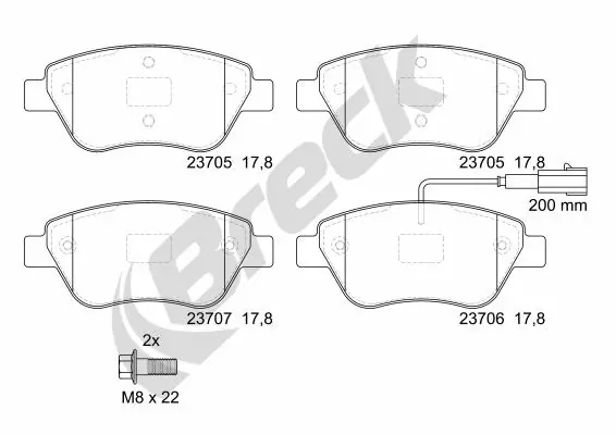 BRECK Kit pastiglie freno, Freno a disco 23705 00 701 10