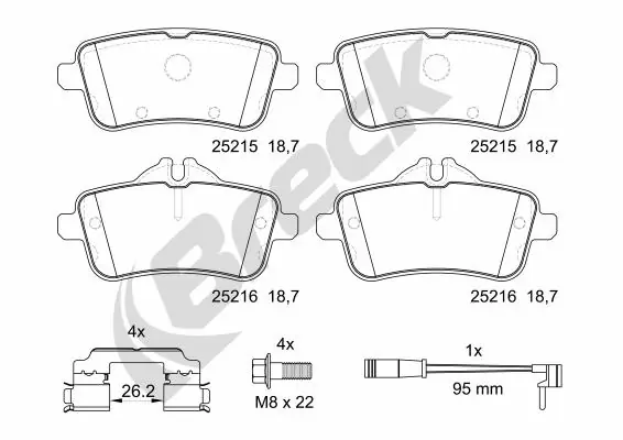 BRECK Kit pastiglie freno, Freno a disco 25215 00 554 00