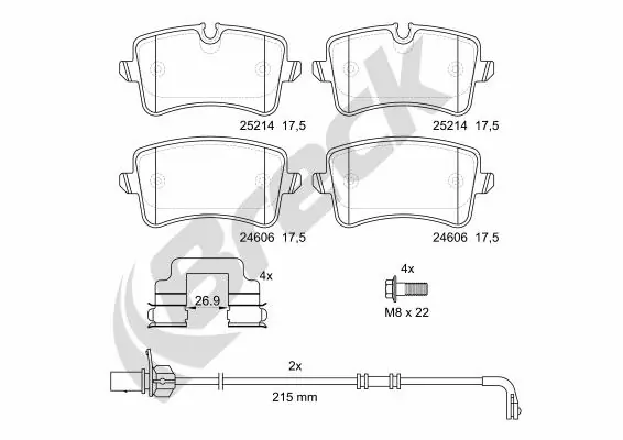 BRECK Kit pastiglie freno, Freno a disco 25214 00 554 10