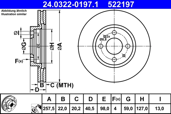 ATE Disque de frein 24.0322-0197.1