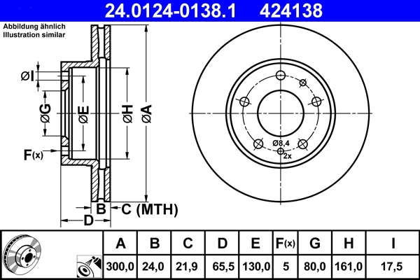 ATE Bremsscheibe 24.0124-0138.1