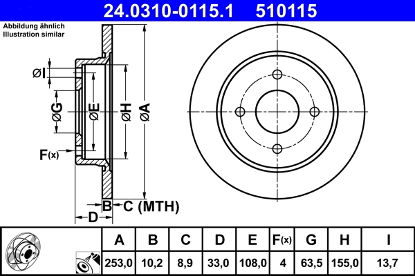 ATE Brake Disc 24.0310-0115.1