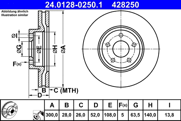 ATE Bremsscheibe 24.0128-0250.1