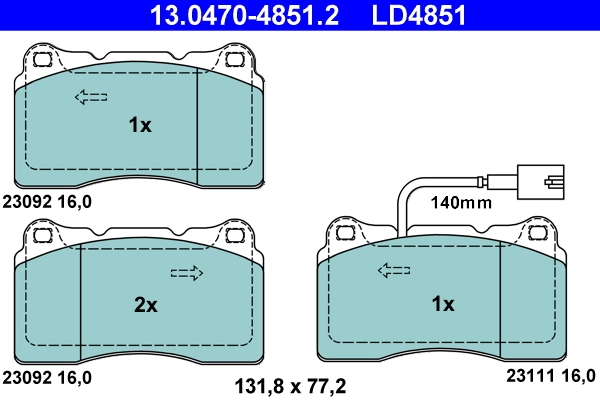 ATE Set Pad Brek, Brek Piring 13.0470-4851.2