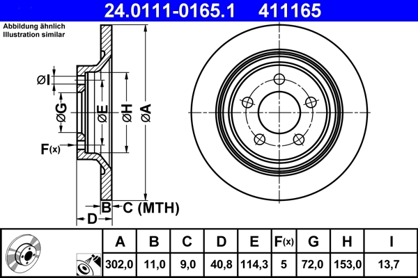 ATE Brake Disc 24.0111-0165.1