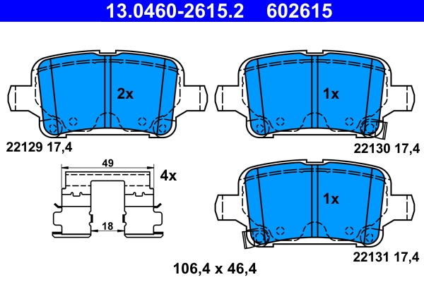 ATE Set Pad Brek, Brek Piring 13.0460-2615.2