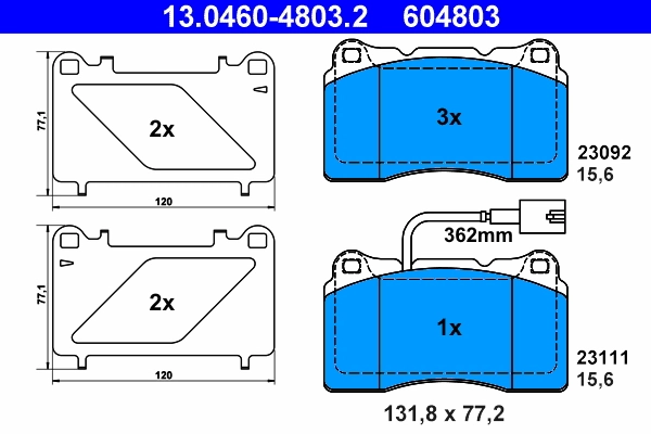 ATE Set Pad Brek, Brek Piring 13.0460-4803.2