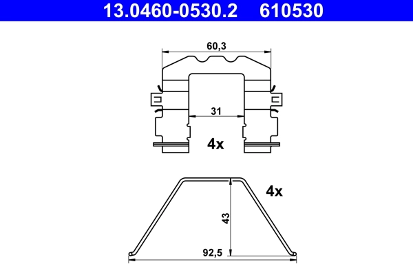 ATE Set Aksesori, Pad Brek Cakera 13.0460-0530.2