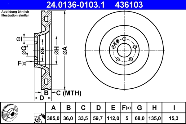 ATE Bremsscheibe 24.0136-0103.1
