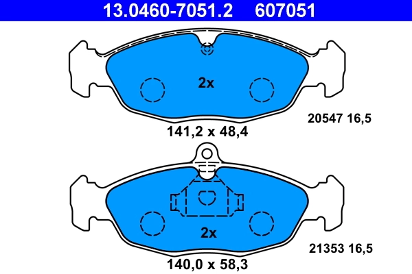 ATE 브레이크 패드 세트, 디스크 브레이크 13.0460-7051.2