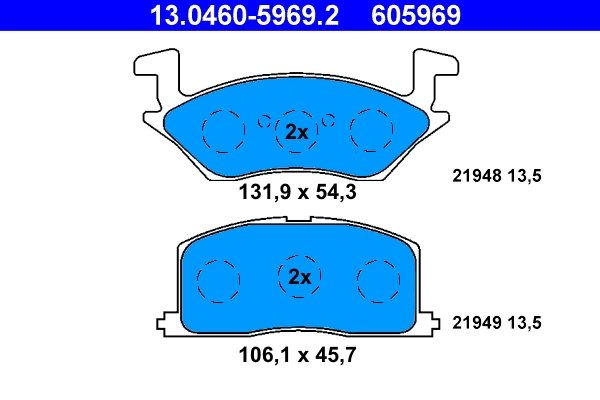 ATE Set bantalan rem, rem cakram 13.0460-5969.2