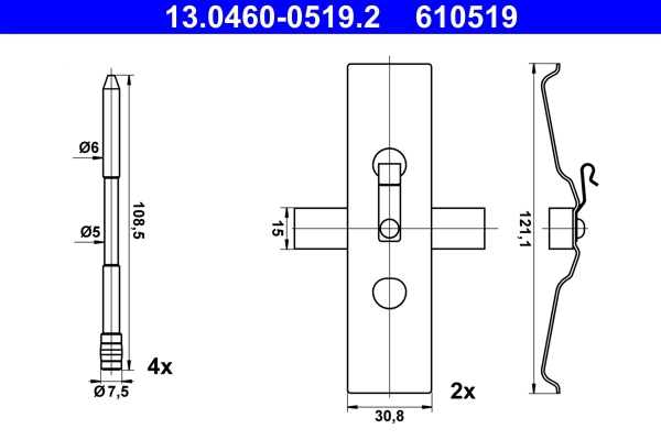 ATE Kit accessori, Pastiglia freno 13.0460-0519.2