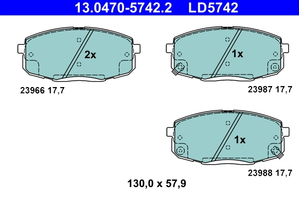 ATE Kit de plaquettes de frein, frein à disque 13.0470-5742.2