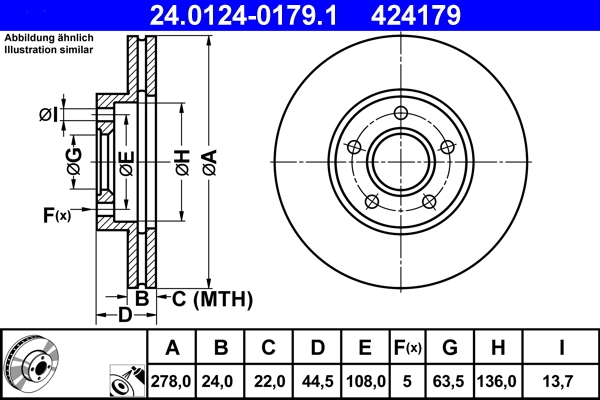 ATE Bremsscheibe 24.0124-0179.1