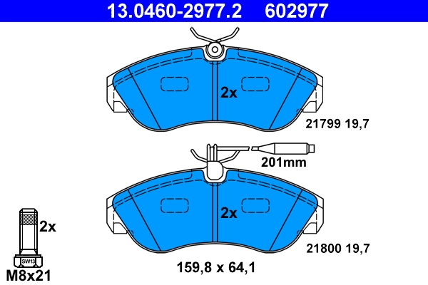 ATE Set bantalan rem, rem cakram 13.0460-2977.2
