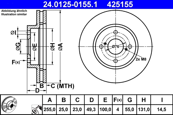 ATE Bremsscheibe 24.0125-0155.1