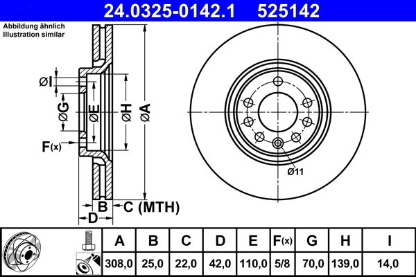 ATE Disco de freno 24.0325-0142.1