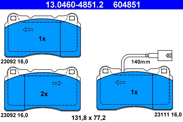 ATE Set Pad Brek, Brek Piring 13.0460-4851.2