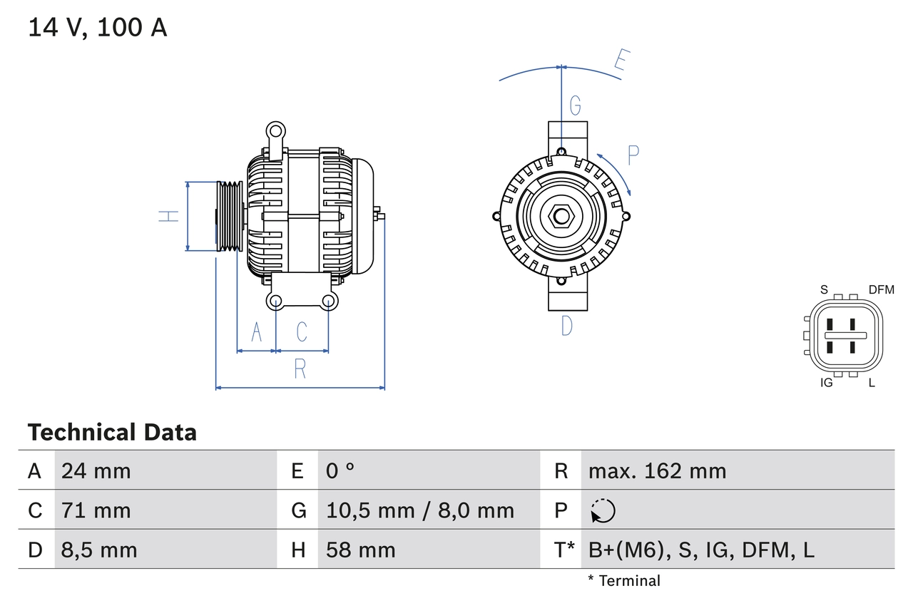 BOSCH Alternatör 0 986 082 080