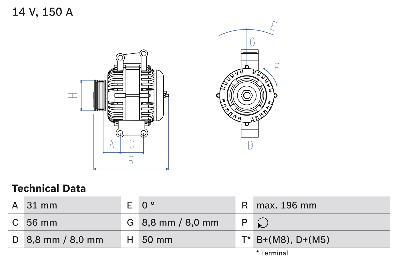 BOSCH Alternatör 0 986 043 910