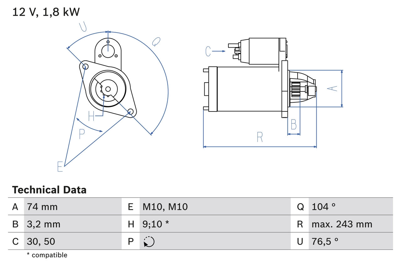 BOSCH Стартер 0 986 018 680