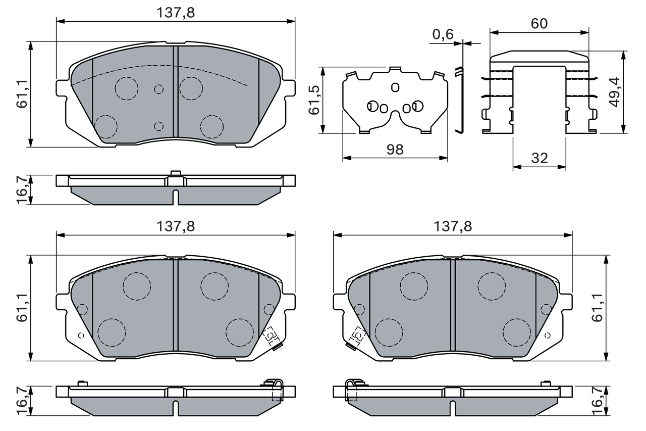 BOSCH Bremsbelagsatz, Scheibenbremse 0 986 460 169