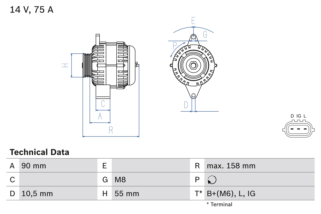 BOSCH Alternatör 0 986 082 830